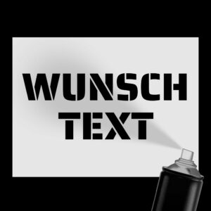 Wunschtext Schablone für Graffiti & Sprühkunst – Gestalte eigene Textschablone mit frei wählbarer Schriftart & Größe – DIY Schablonen für Slogans, Claims & Zitate